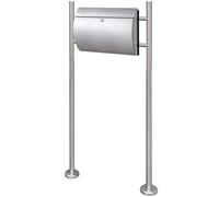 LoogCape Boîte aux lettres en acier inoxydable avec support, résistante aux intempéries, avec serrure verrouillable et porte-journaux pour l'extérieur, antirouille, résistante aux intempéries, robuste