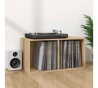 LoogCape Boîte de rangement pour disques vinyles, chêne Sonoma, 71 x 34 x 36 cm, avec 2 compartiments, matériau en bois durable, espace de rangement pour collection de vinyles, buffet décoratif