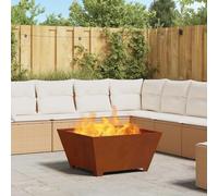 LoogCape Brasero marron 80 x 80 x 40 cm en acier résistant aux intempéries pour jardin, terrasse, extérieur, poêle durable avec chaleur jusqu'à 600 °C, idéal pour les foyers extérieurs
