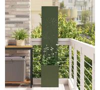 LoogCape Brise-vue de jardin, vert olive, 32 x 150 cm, en acier, résistant aux intempéries, inserts décoratifs, montage facile, pour jardin, terrasse, balcon, durable, design moderne, intimité et