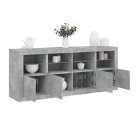 LoogCape Buffet avec lumières LED, gris béton, 163 x 37 x 67 cm, meuble bas moderne avec espace de rangement, tiroirs et portes pour salon, salle à manger, couloir, bureau, buffet peu encombrant