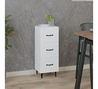 LoogCape Buffet blanc 34,5 x 34 x 90 cm en bois avec espace de rangement, tiroirs et dessus robuste pour salon, salle à manger, couloir, cuisine et bureau, peu encombrant, polyvalent, avec support