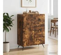 LoogCape Buffet en chêne fumé 66 x 34,5 x 90 cm avec 3 tiroirs et 1 porte battante, solution de rangement polyvalente pour salle à manger, salon, bureau