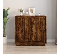 LoogCape Buffet en chêne fumé 80 x 34 x 75 cm avec 4 compartiments, porte et étagère pour salon, salle à manger, couloir, bureau et chambre à coucher, buffet peu encombrant et espace de rangement