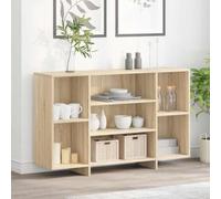 LoogCape Buffet en chêne Sonoma 120 x 30 x 75 cm avec 4 étagères pour salon, salle à manger, couloir et bureau, buffet peu encombrant avec espace de rangement, tiroirs et portes, design moderne