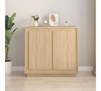 LoogCape Buffet en chêne Sonoma 80 x 34 x 75 cm avec 4 compartiments et portes pour salon, salle à manger, couloir, bureau, buffet peu encombrant avec espace de rangement, commode pratique, console