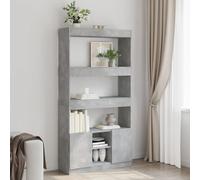 LoogCape Buffet Haut Gris béton 92x33x180 cm en Bois d'ingénierie avec Grande capacité de Rangement pour Salon Bureau Chambre Enfant vitrine et Armoire Robuste