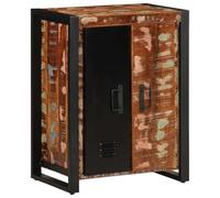 LoogCape Buffet multicolore 55 x 35 x 70 cm en bois massif vieilli avec espace de rangement, portes et étagère pour salon, salle à manger, couloir et bureau, peu encombrant, robuste, design unique