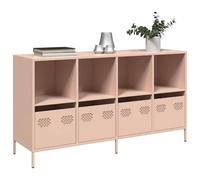LoogCape Buffet rose 135 x 39 x 73,5 cm en acier laminé à froid avec 4 tiroirs et 4 compartiments pour salon, salle à manger, couloir, bureau