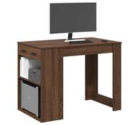 LoogCape Bureau avec tiroir et étagère en Bois d'ingénierie chêne Marron pour Espace de Travail Moderne ou Salle à Manger, Meuble Pratique, Design scandinave ou Industriel,