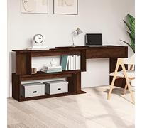 LoogCape Bureau d'angle en Bois d'ingénierie Marron avec Grand Espace de Rangement 200x50x76 cm pour Ordinateur PC Gaming Bureau d'étude Ergonomique et Compact idéal pour Chambre Salon télétravail
