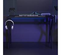 LoogCape Bureau de Jeu Noir 110x60x75 cm avec Pieds en Forme de K Ergonomique Stable pour Gaming, Travail, étude, Ordinateur, Salon, Chambre, Portable, réglable, Pliable, Assis Debout