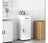 LoogCape Cabinet de Salle de Bain Blanc Brillant 30 x 35 x 80 cm Meuble Rangement Moderne avec Porte à charnières, Pieds en métal et Grande capacité pour Salle d'eau