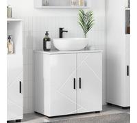 LoogCape Cabinet de Salle de Bain Blanc Brillant 61 x 35 x 64 cm avec Rangement, Porte Suspendu, Support Mural, idéal pour Organisation et décoration Moderne dans la Salle de Bain