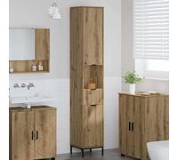 LoogCape Cabinet de Salle de Bain en Bois d'ingénierie Chêne Artisanal 31,5 x 33 x 190 cm avec Porte Suspendue tiroir et Pied réglable, idéal pour Rangement Pratique et décoration Moderne