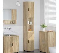 LoogCape Cabinet de Salle de Bain en Bois d'ingénierie Chêne Sonoma 30 x 35 x 192 cm avec 2 Portes, Rangement Pratique pour Toilette, WC, buanderie, Salle d'eau, Support Mural, Style Moderne