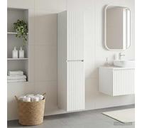 LoogCape Cabinet de Salle de Bain Mural Blanc 33 x 34,5 x 160 cm en Bois d'Ingénierie, Rangement Ample pour Toilette, WC, Douche, Organisateur, Support Murale, Design Moderne