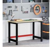 LoogCape Cadre de Banc de Travail en métal 120x57x79 cm Noir et Rouge Support Robuste Finition poudrée, idéal pour Atelier Bricolage, Artisan, Professionnel, Surface Durable et Stable