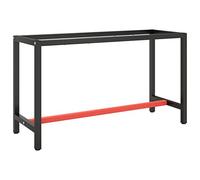 LoogCape Cadre de Banc de Travail Noir Mat et Rouge 140x50x79 cm en métal avec Support Robuste, Pied Support réglable, idéal pour Bricolage, Atelier, Cuisine ou Salon, Durable et Facile à Assembler