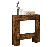 LoogCape Cadre de cheminée en chêne fumé - 81 x 18 x 82 cm - Matériau en bois pour cheminée électrique - Accessoire décoratif - Aspect poêle à bois robuste - Foyer sûr - Plateau pratique - Matériau