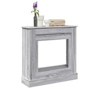LoogCape Cadre de cheminée gris sonoma 90 x 30 x 90 cm - Matériau en bois pour cheminée électrique, bordure décorative de cheminée avec surface de rangement, robuste et facile d'entretien, convient
