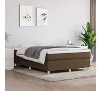 LoogCape Cadre de lit à sommier tapissier, marron foncé, 140 x 190 cm, tissu avec pieds stables, matériau durable, convient pour lit double, lit simple, lit d'invité, lit d'adolescent, lit d'enfant et