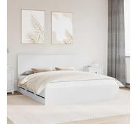 LoogCape Cadre de lit avec espace de rangement, blanc, 180 x 200 cm, en bois d'ingénieur, moderne, avec 6 tiroirs, design en bois stable, peu encombrant, pour chambre à coucher, durable, montage