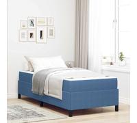 LoogCape Cadre de lit avec matelas bleu, 90 x 190 cm, tissu cadre en bois, design moderne pour chambre à coucher, durable, sommier à lattes, convient pour lit simple, lit d'adolescent, lit d'appoint