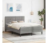 LoogCape Cadre de lit avec matelas gris clair velours 160 x 200 cm King Size sommier à lattes avec tête de lit pour chambre à coucher et lit d'appoint espace de rangement confort