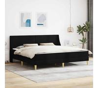 LoogCape Cadre de lit avec matelas noir, 180 x 200 cm, polyester, sommier à lattes en contreplaqué, avec housse déhoussable, pour lit double, chambre à coucher et espace invité