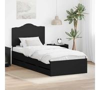 LoogCape Cadre de lit avec tiroirs noir, 90 x 200 cm, en bois d'ingénierie, lit de rangement moderne avec espace de rangement caché pour chambre à coucher, matériau en bois durable, sommier à lattes