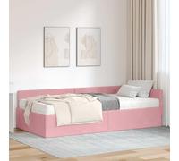 LoogCape Cadre de lit d'angle avec matelas en velours gris pour chambre à coucher, lit double, lit simple, capitonné avec tête de lit réglable, cadre en bois durable