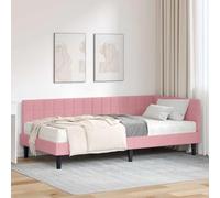 LoogCape Cadre de lit d'angle avec matelas et tête de lit en velours gris pour chambre à coucher moderne, lit double 2 pièces avec cadre de lit en contreplaqué solide, surface douce au toucher, tête