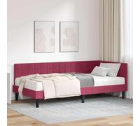 LoogCape Cadre de lit d'angle avec matelas et tête de lit en velours vert, 2 pièces, moderne, lit double, lit simple, capitonné, avec espace de rangement, cadre en bois durable