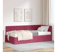 LoogCape Cadre de lit d'angle avec matelas et tête de lit murale en velours vert, lit double, lit simple, capitonné, pour chambre moderne
