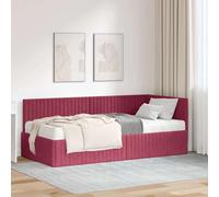 LoogCape Cadre de lit d'angle avec matelas et tête de lit murale en velours vert pour lit double et lit simple avec espace de rangement, lit rembourré moderne pour chambre à coucher