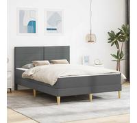 LoogCape Cadre de lit en polyester gris foncé 160 x 200 cm avec matelas, cadre en contreplaqué, pieds en plastique torsadé, king size, pour chambre à coucher et lit d'appoint
