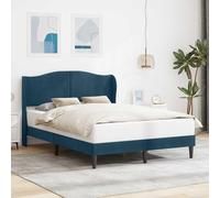 LoogCape Cadre de lit en velours bleu avec tête de lit 120 x 190 cm pour lit double, design moderne, cadre en bois stable, lit rembourré confortable, meuble de chambre élégant, montage facile