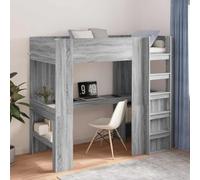 LoogCape Cadre de lit superposé avec bureau gris Sonoma 90 x 190 cm - Lit pour adolescent peu encombrant avec espace de rangement - Cadre en bois pour petites chambres à coucher, dortoirs et chambres