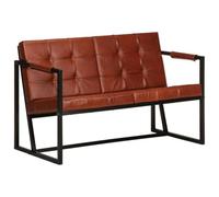 LoogCape Canapé à 2 Places Marron en Cuir de chèvre véritable, Meuble Relax modulable pour Salon, Espace séjour ou Chambre avec Coffre de Rangement, Design Vintage et Confortable