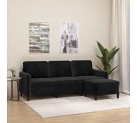 LoogCape Canapé à 3 Places en Velours Noir avec Repose-Pieds inclinable Structure Robuste pour Salon séjour Chambre Bureau Espace détente