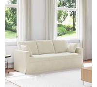 LoogCape Canapé crème 198 x 78 x 80 cm en velours avec cadre en métal robuste, design ergonomique et accoudoirs en bois pour salon, canapé-lit avec rembourrage confortable et utilisation polyvalente