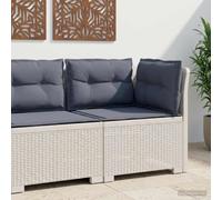 LoogCape Canapé de jardin 1 place avec coussin aspect rotin PP blanc, élément de salon d'extérieur résistant aux intempéries avec dossier, extensible pour balcon, terrasse, véranda et jardin d'hiver