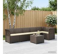 LoogCape Canapé de jardin 6 places en polypropylène avec coussins gris clair aspect rotin résistant aux intempéries avec éléments modulaires pour balcon, terrasse, jardin d'hiver, véranda, détente en