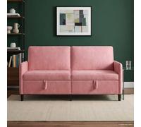 LoogCape Canapé de rangement rose 172 x 78 x 87 cm polyester avec housse amovible, meuble de salon 3 places peu encombrant, design moderne avec cadre en bois en métal, idéal pour le bureau