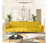 LoogCape Canapé-lit Convertible à 2 Places en Velours Jaune avec Deux oreillers, Meuble modulable pour Salon, Chambre ou Bureau, offrant Espace de Couchage Relax et Assise Confortable