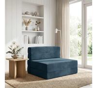 LoogCape Canapé-lit pliant, bleu, 70 x 80 x 60 cm, tissu 100 % polyester, pliable avec rembourrage en mousse, canapé-lit 2 en 1 pour salon, chambre d'amis, chambre d'adolescent, peu encombrant et