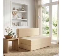 LoogCape Canapé-lit pliant crème 70 x 80 x 60 cm en tissu avec fonction 2 en 1, canapé-lit, rembourré, peu encombrant, pour salon, chambre d'amis, chambre d'adolescent et bureau