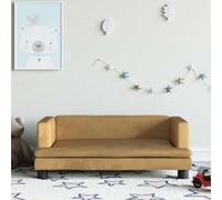 LoogCape Canapé pour enfant marron 80 x 45 x 30 cm en velours avec cadre en bois de pin solide pour enfants de 3 à 6 ans, siège confortable, durable, sûr, design moderne