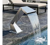 LoogCape Cascade de piscine en acier inoxydable avec LED RVB pour bassin et piscine - 63,5 x 29 x 51 cm - Design moderne - Kit de montage inclus - Polyvalent